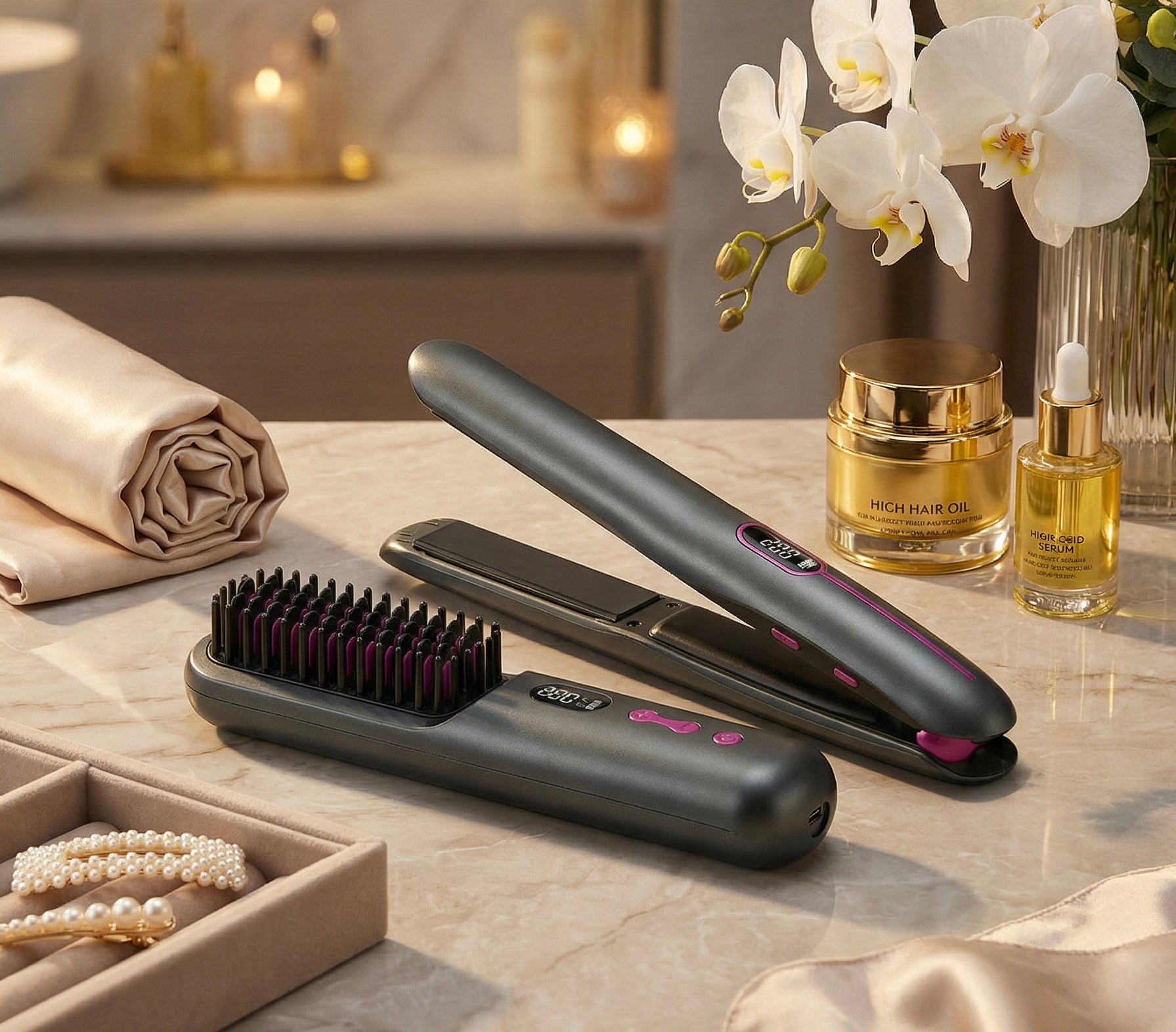 Pack duo ionique - Mini brosse chauffante + mini lisseur