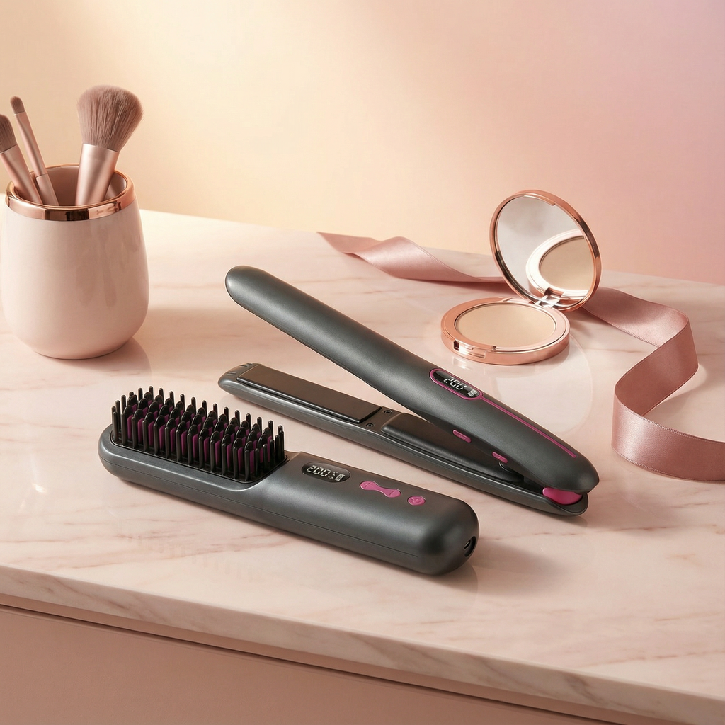 Pack duo ionique - Mini brosse chauffante + mini lisseur
