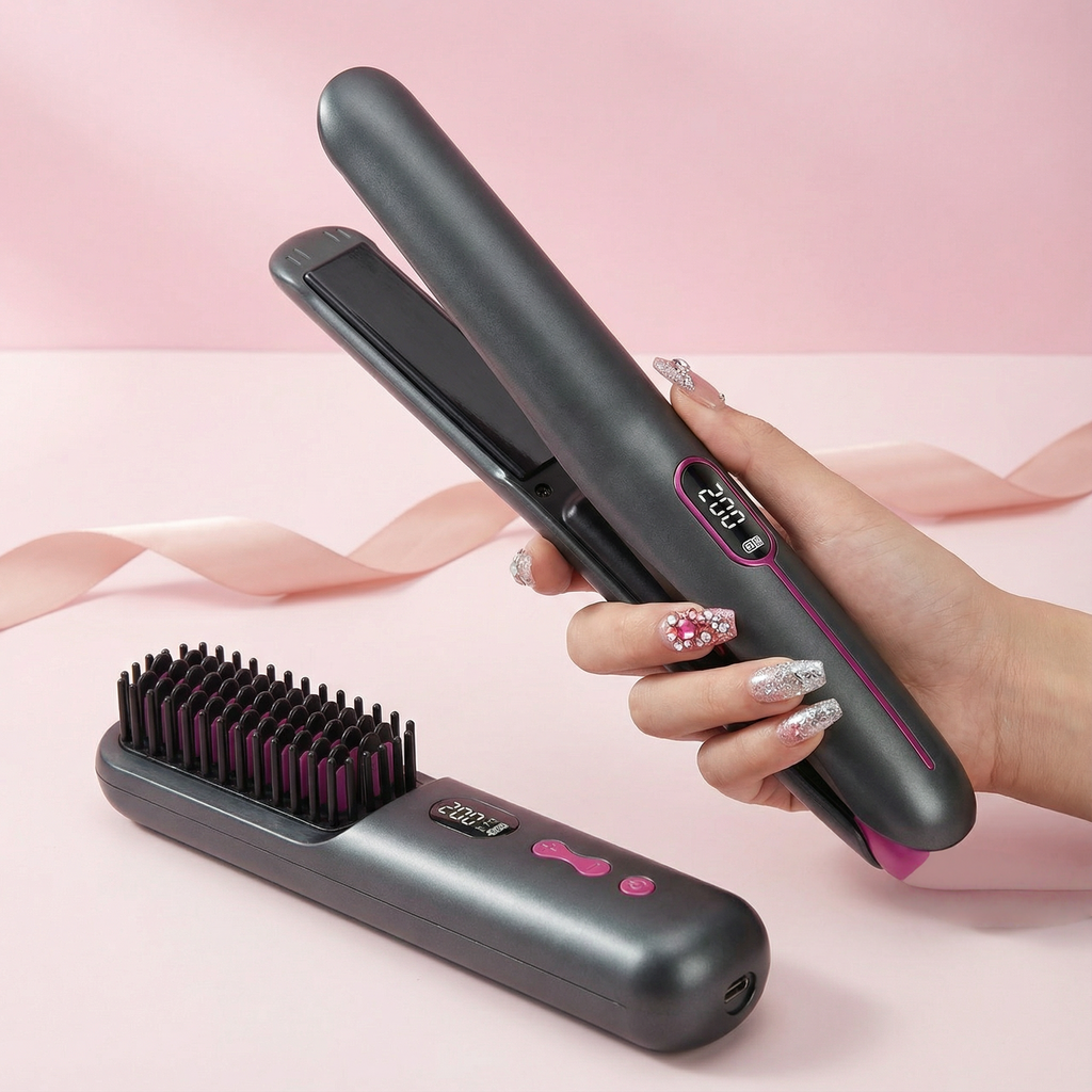 Pack duo ionique - Mini brosse chauffante + mini lisseur