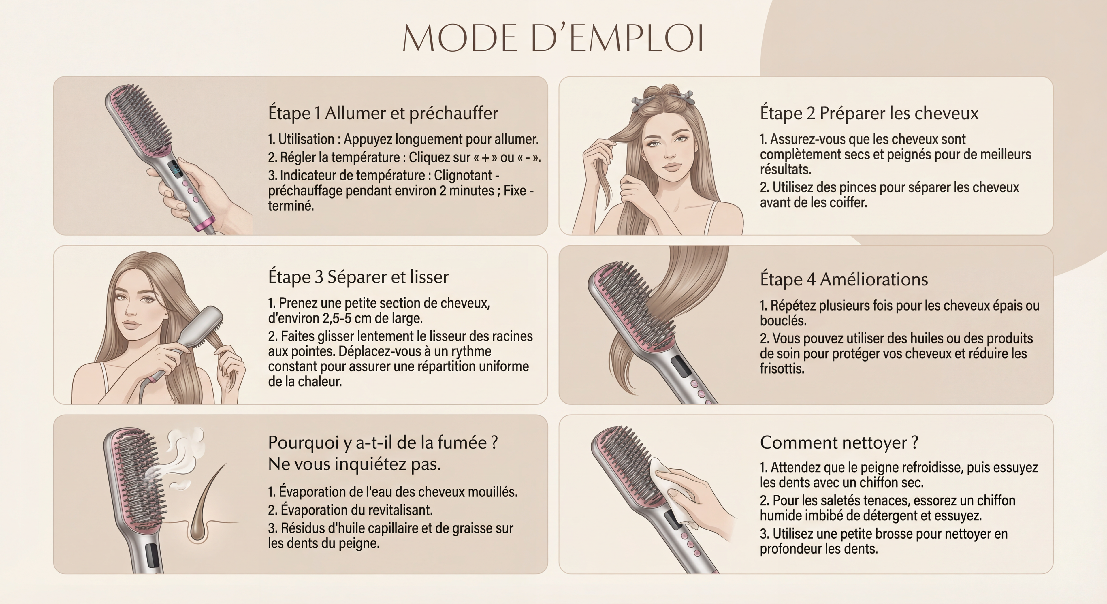 Mini brosse chauffante sans fil