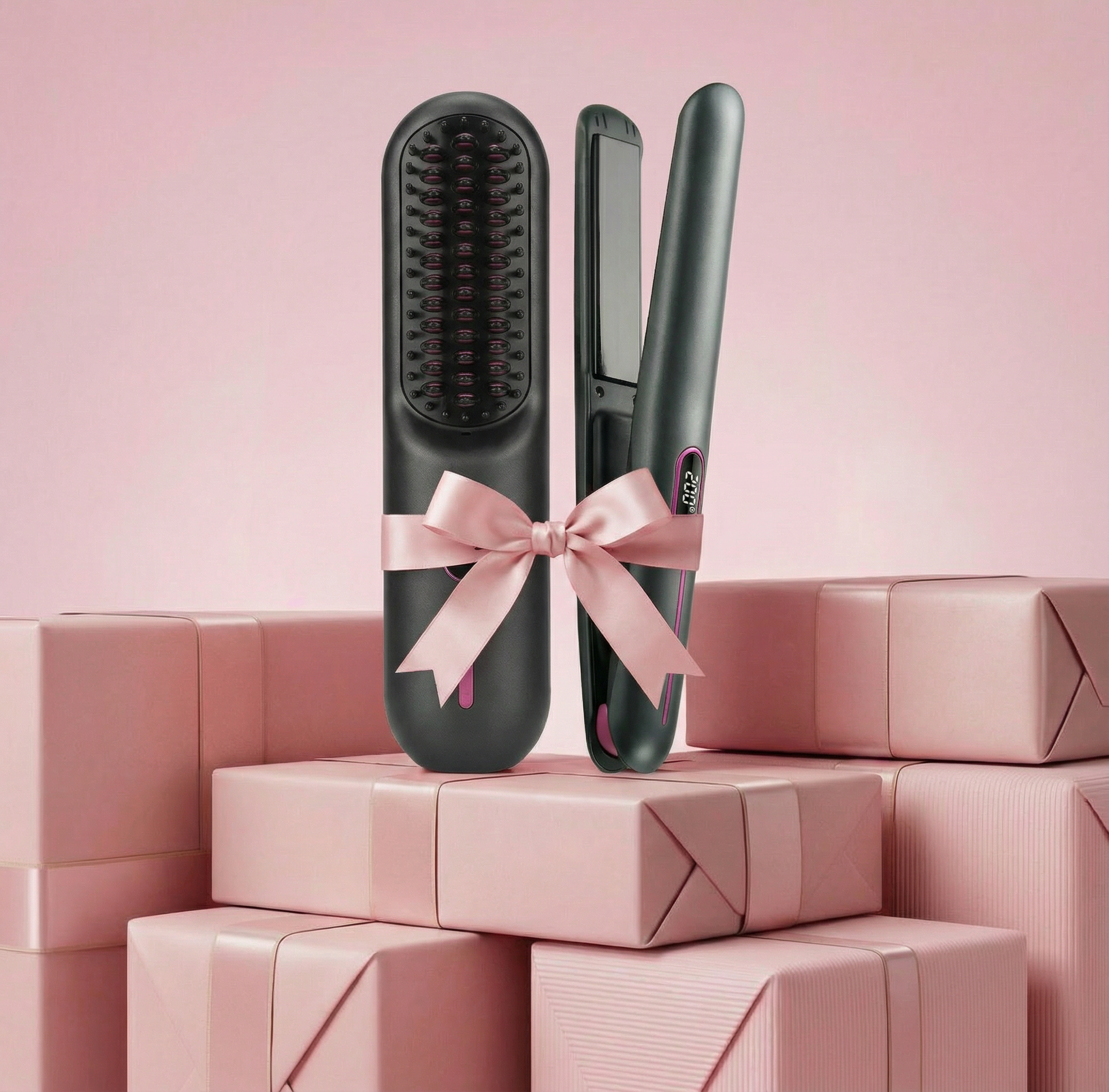 Pack duo portable - La brosse chauffante + le mini lisseur